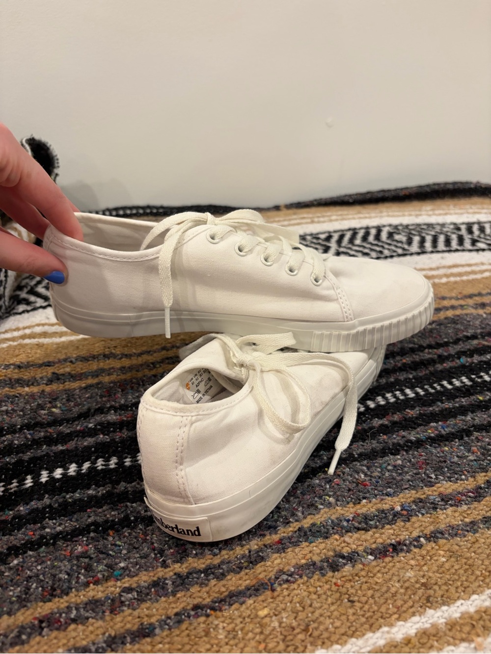 Timberland White Canvas Low-Top Sneakers